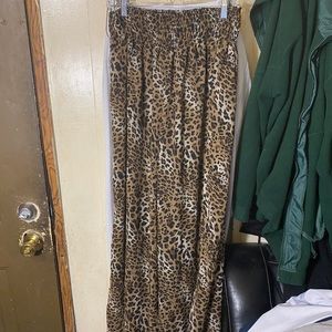 Leopard print wide leg pants